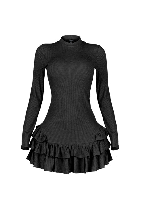 Chilly Day Long Sleeve Ruffle Mini Dress